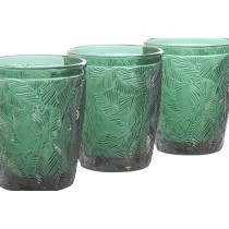 Set of glasses Home ESPRIT Green Crystal With relief 300 ml