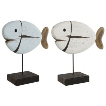 Deko-Figur Home ESPRIT Weiß natürlich Fisch Antiker Finish (2 Stück)
