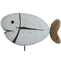 Figurine Décorative Home ESPRIT Blanc Naturel Poisson Finition vieillie (2 Unités)