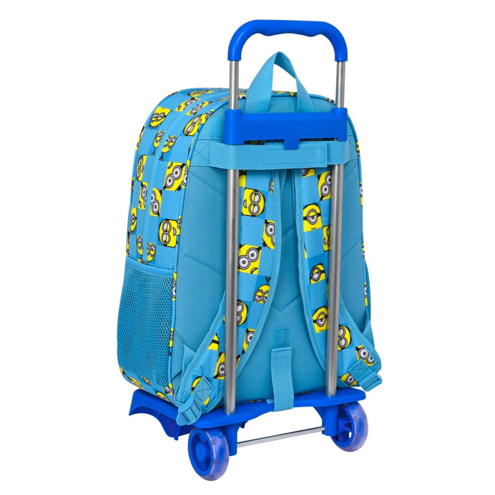 School Rucksack with Wheels Minions Minionstatic Blue (33 x 42 x 14 cm)