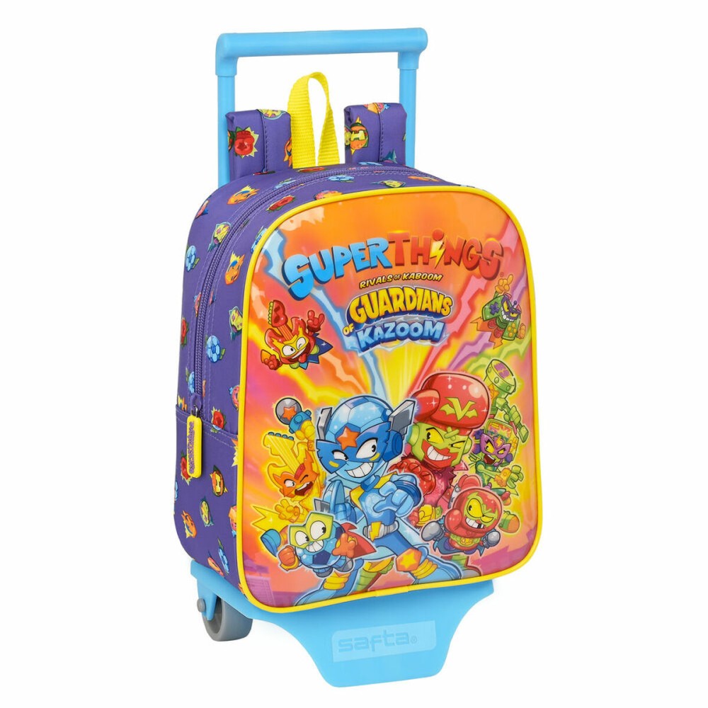 School Rucksack with Wheels SuperThings Guardians of Kazoom Purple Yellow (22 x 28 x 10 cm)