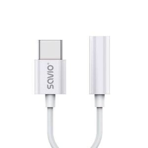 USB-C-zu-Jack 3.5 mm-Adapter Savio AK-51 Weiß 11 cm