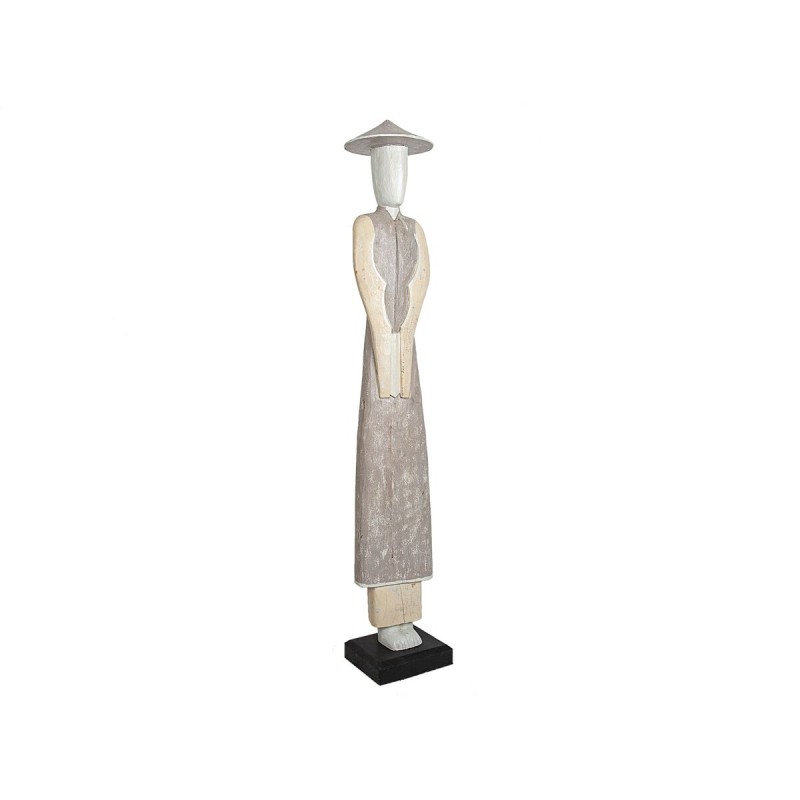 Deko-Figur Romimex Beige Holz Japanerin 20 x 150 x 20 cm