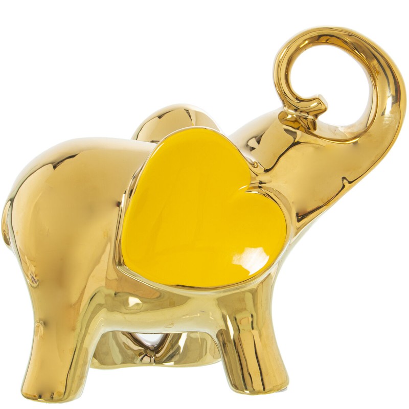 Deko-Figur Alexandra House Living Gelb aus Keramik Elefant Gold 12 x 25 x 22 cm