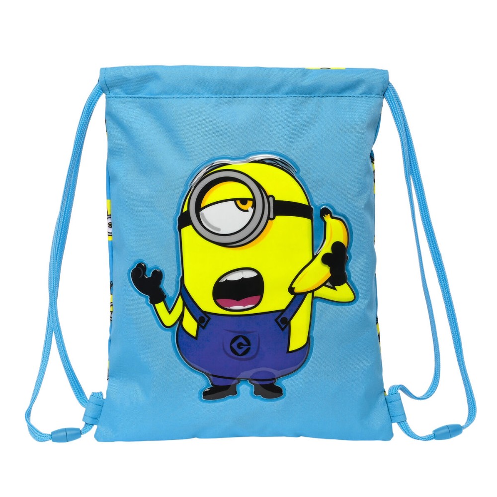 Rucksacktasche mit Bändern Minions Minionstatic Blau 26 x 34 x 1 cm