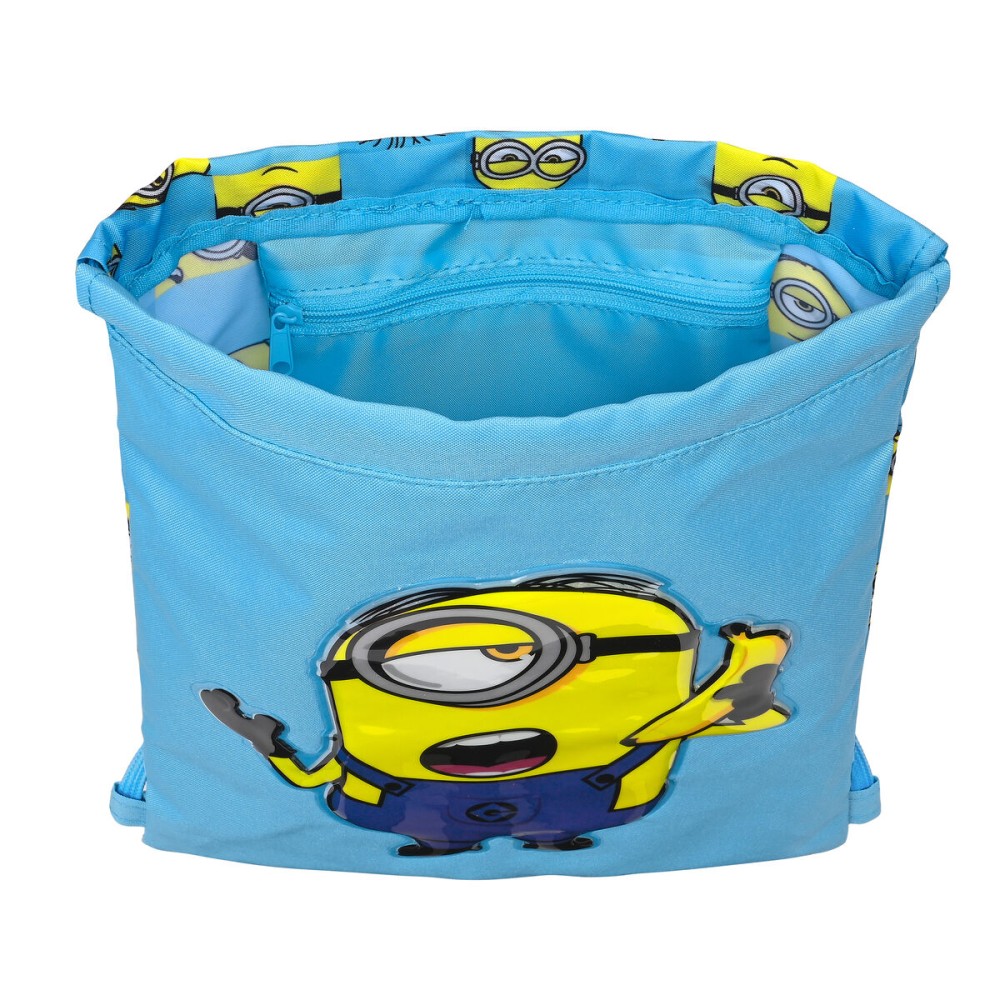 Rucksacktasche mit Bändern Minions Minionstatic Blau 26 x 34 x 1 cm