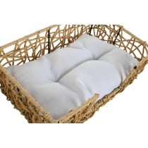 Lit pour animal domestique Home ESPRIT Blanc Marron Clair Métal rotin synthétique 50 x 35 x 14 cm (2 Pièces)