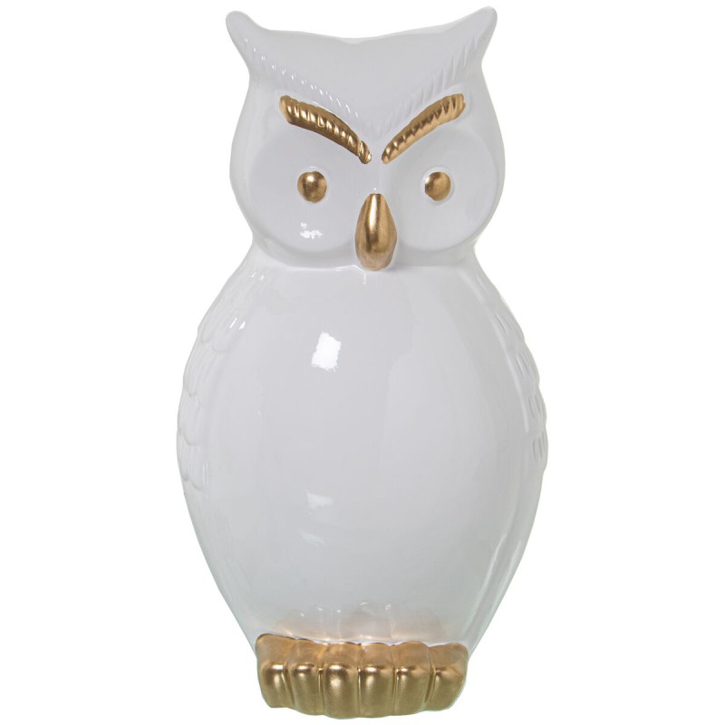 Figurine Décorative Alexandra House Living Blanc Doré Céramique Hibou 20 x 20 x 33 cm