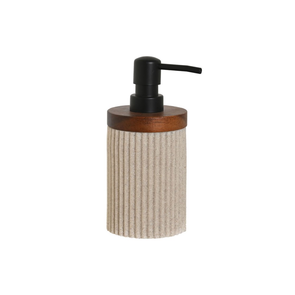 Seifenspender Home ESPRIT Braun Schwarz Beige Harz Akazienholz 10 x 8 x 17,5 cm