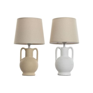 Tischlampe Home ESPRIT Weiß Beige aus Keramik 50 W 220 V (2 Stück)