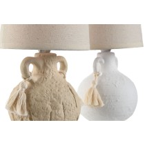 Tischlampe Home ESPRIT Weiß Beige aus Keramik 220 V 15 x 15 x 28 cm (2 Stück)