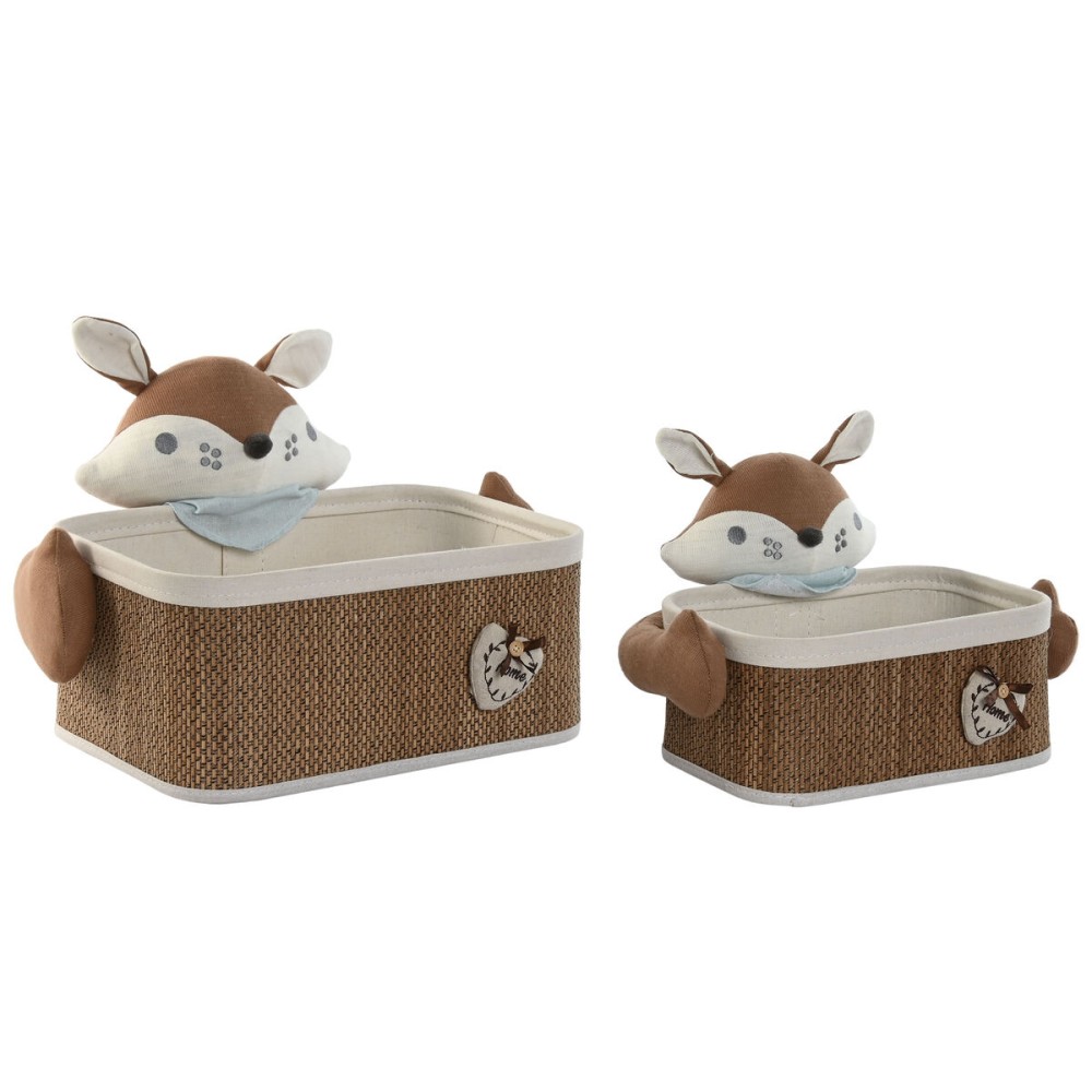 Korb-Set Home ESPRIT Blau Braun 43 x 33 x 32,5 cm 2 Stücke