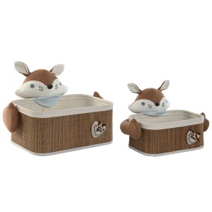 Basket set Home ESPRIT Blue Brown 43 x 33 x 32,5 cm 2 Pieces