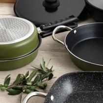 Marmite avec couvercle Quid Naturalia Noir Métal 28 cm Avec couvercle Ragoûts