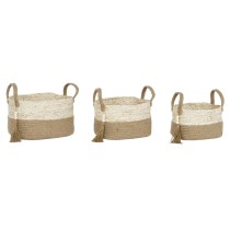Korb-Set Home ESPRIT natürlich Hellbraun Jute Maisfaser Moderne 41 x 30 x 33 cm 3 Stücke