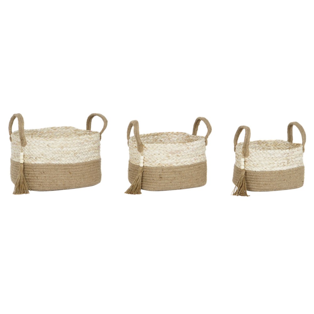 Korb-Set Home ESPRIT natürlich Hellbraun Jute Maisfaser Moderne 41 x 30 x 33 cm 3 Stücke