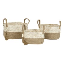 Basket set Home ESPRIT Natural Light brown Jute Corn fiber Modern 41 x 30 x 33 cm 3 Pieces
