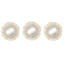 Wall mirror Home ESPRIT White Boho 20 x 1 x 20 cm (3 Pieces)