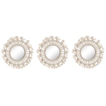 Mirror Set Home ESPRIT White Boho 20 x 1 x 20 cm (3 Pieces)