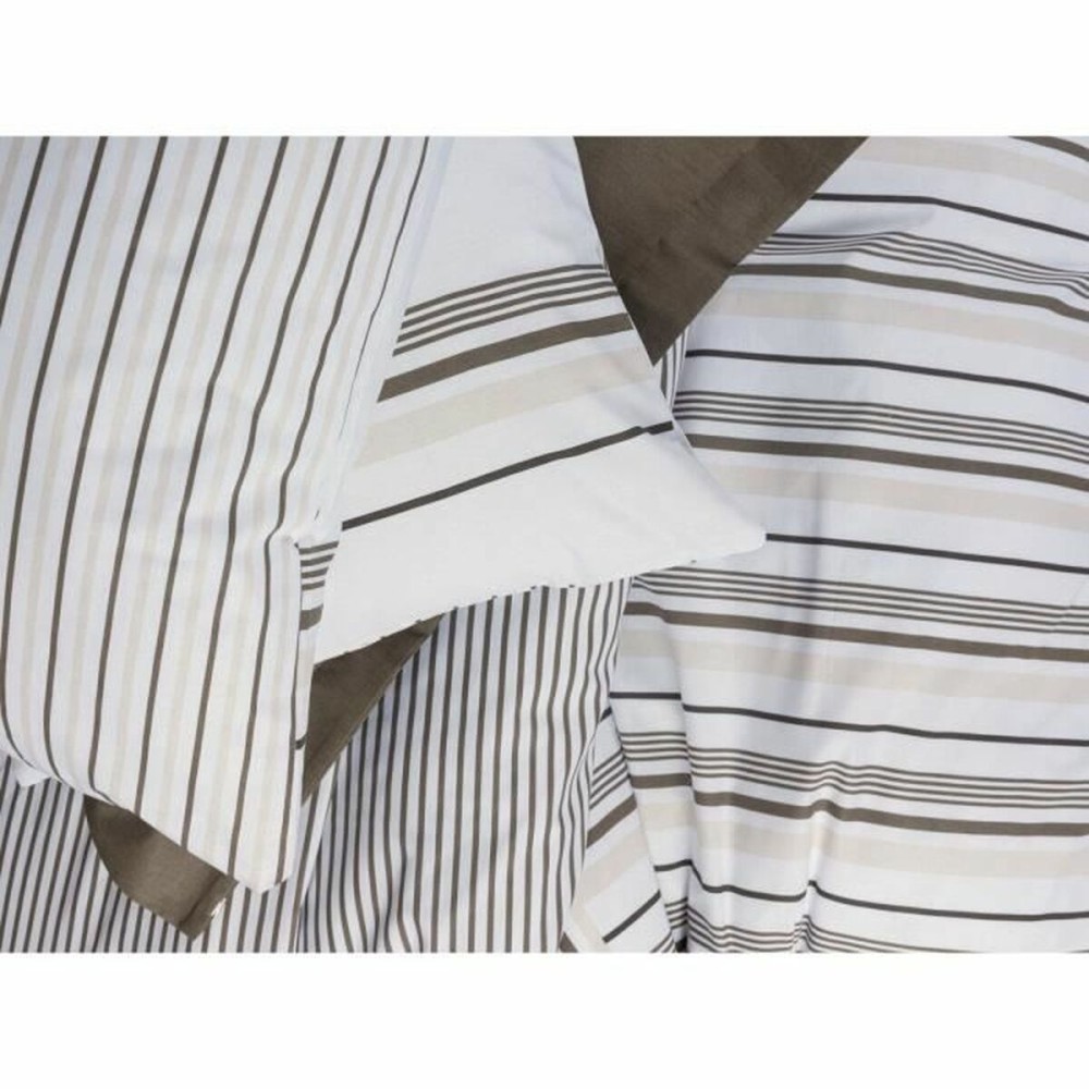 Bettbezug-Set Weiß Braun 220 x 240 cm