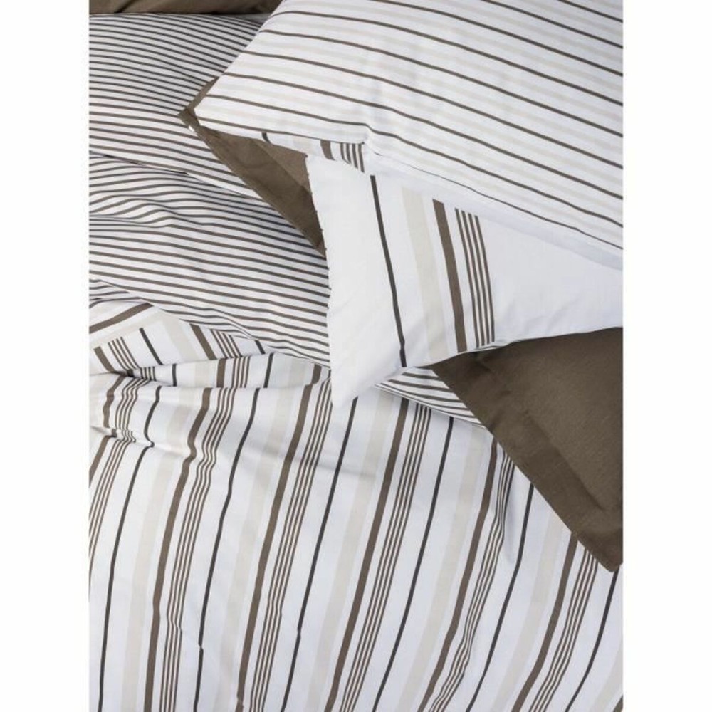 Bettbezug-Set Weiß Braun 220 x 240 cm
