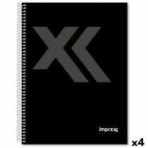 Cahier Imprex Noir Din A4 80 Volets (4 Unités)