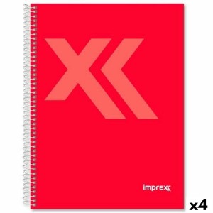 Cahier Imprex Rouge Din A4 80 Volets (4 Unités)