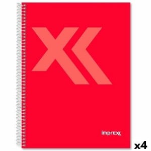 Notizbuch Imprex Rot Din A4 80 Blatt (4 Stück)