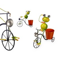 Cache-pot Ibergarden 324-26939A Jaune Rouge Vert Métal Bicyclette Grenouille 31,5 x 32 x 17 cm