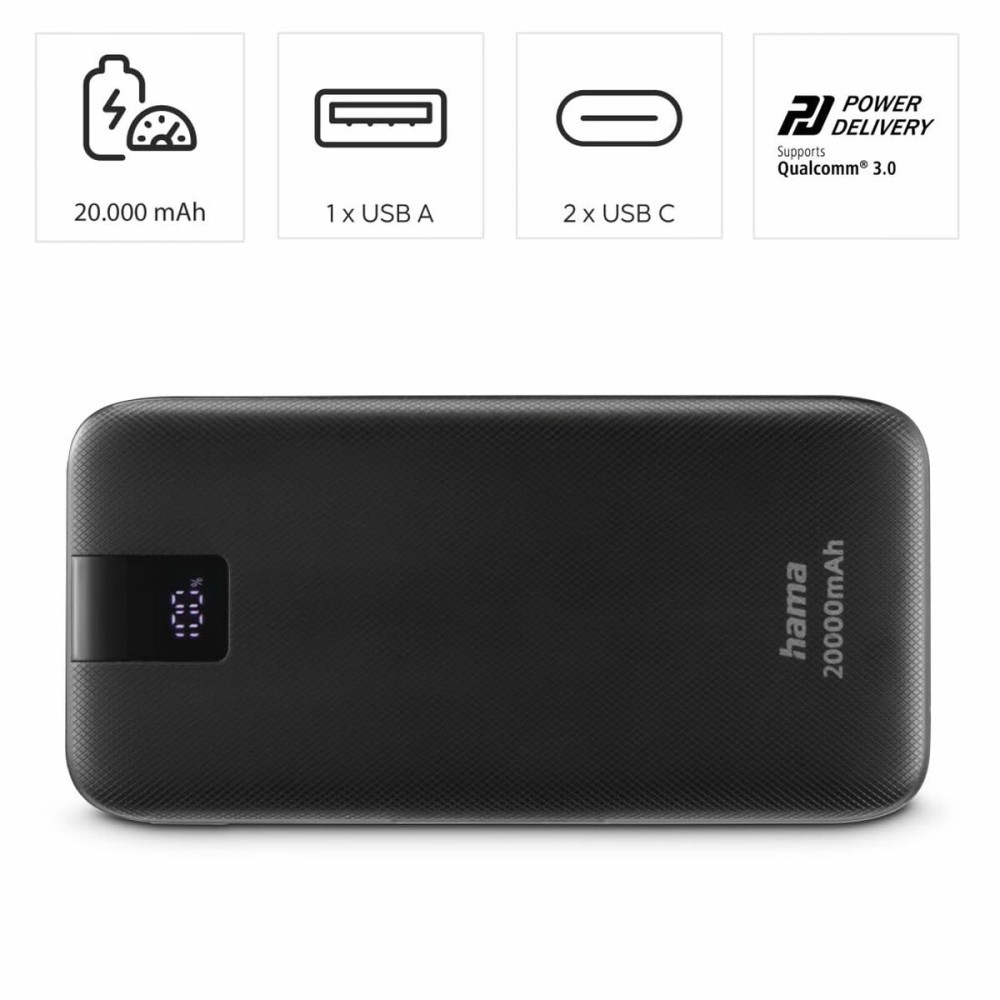 Batterie pour Ordinateur Portable Hama 00201719 Anthracite 20000 mAh