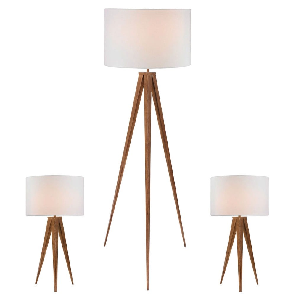 Stehlampe Home ESPRIT Braun Holz Metall Aluminium 40 x 40 x 153 cm (3 Stücke)