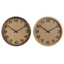 Horloge Murale Home ESPRIT Marron Naturel Bois Rotin 40 x 5 x 40 cm (2 Unités)