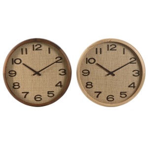 Wanduhr Home ESPRIT Braun natürlich Holz Rattan 40 x 5 x 40 cm (2 Stück)
