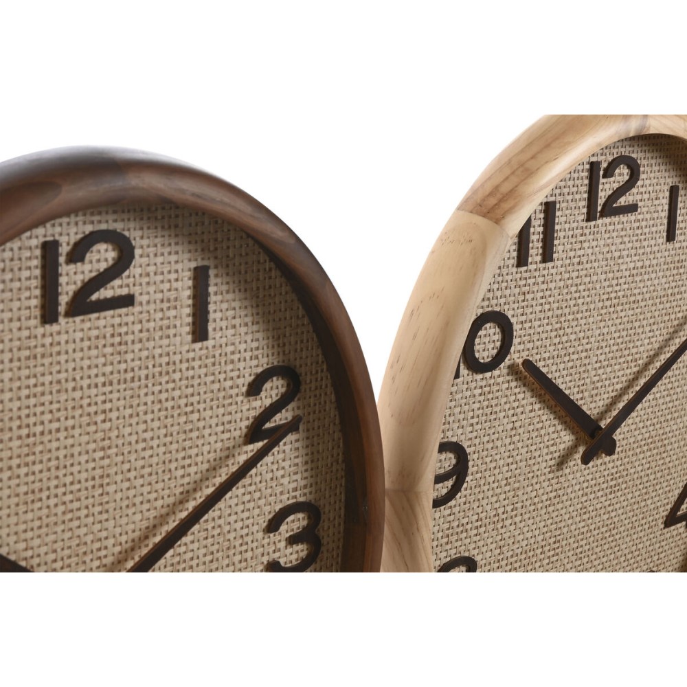 Horloge Murale Home ESPRIT Marron Naturel Bois Rotin 40 x 5 x 40 cm (2 Unités)