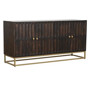 Buffet Home ESPRIT Doré Brun foncé Métal Bois de manguier 157,5 x 47 x 76,2 cm
