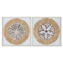 Leinwand Home ESPRIT Weiß natürlich Boho 60 x 3 x 60 cm (2 Stück)