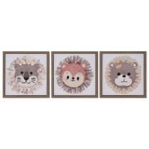 Leinwand Home ESPRIT Weiß natürlich Für Kinder tiere 30 x 2,6 x 30 cm (3 Stück)