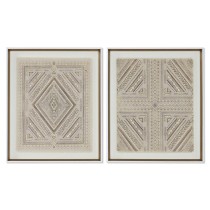 Toile Home ESPRIT Blanc Naturel Boho 50 x 3,8 x 60 cm (2 Unités)