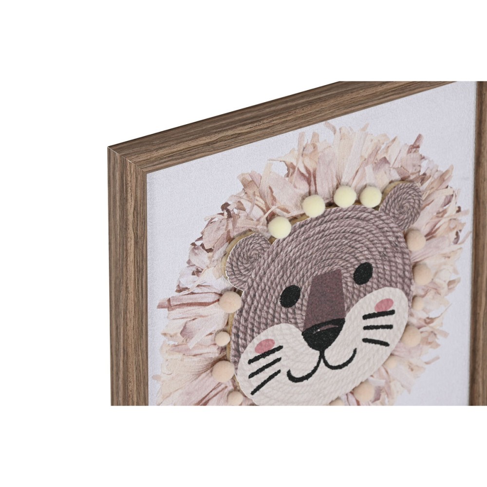 Leinwand Home ESPRIT Weiß natürlich Für Kinder tiere 30 x 2,6 x 30 cm (3 Stück)