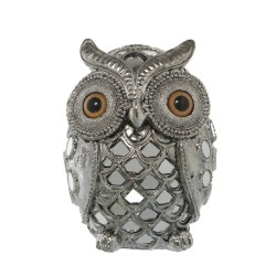 Figurine Décorative Alexandra House Living Plastique Hibou Argenté 13 x 13 x 17 cm