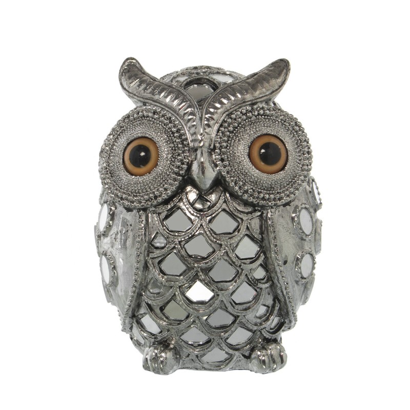 Decorative Figure Alexandra House Living Plastic Owl Silver 13 x 13 x 17 cm