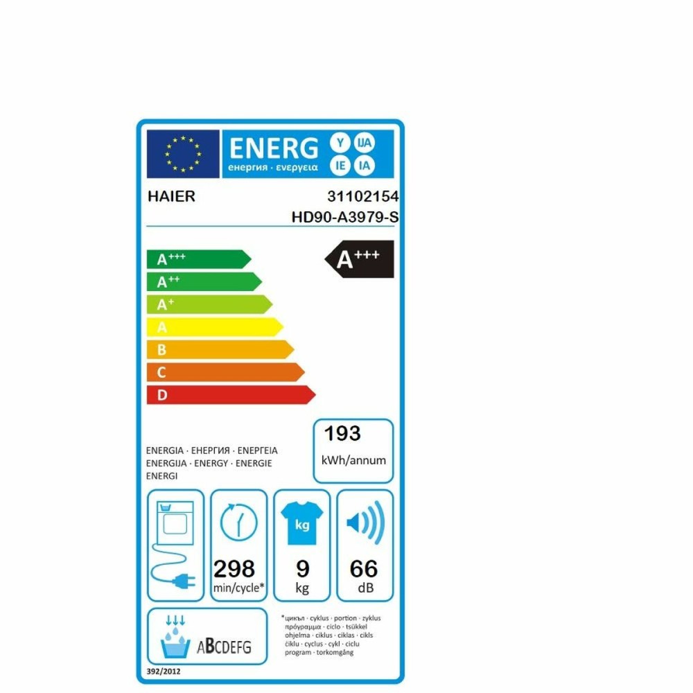 Sécheuse Haier HD90A3979S 9 kg Blanc