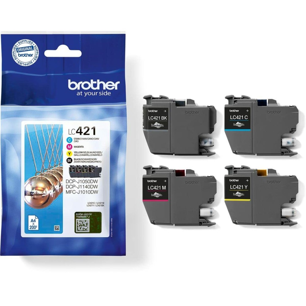 Cartouche d'encre originale Brother MFC-J1010DW / DCP-J1050DW Jaune (4 Unités)