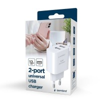 Chargeur mural GEMBIRD TA-UC-2A12-01-BK Blanc