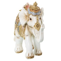 Deko-Figur Alexandra House Living Weiß Gold Kunststoff Elefant 12 x 21 x 27 cm