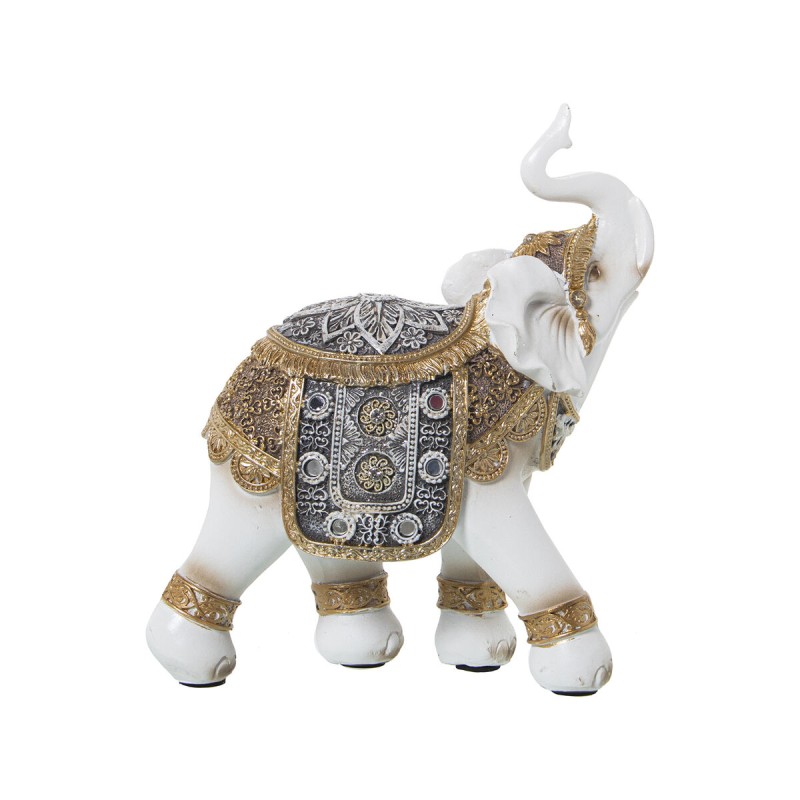 Deko-Figur Alexandra House Living Weiß Gold Kunststoff Elefant 10 x 18 x 21 cm