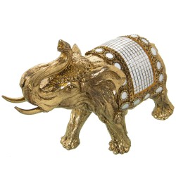 Decorative Figure Alexandra House Living Golden Plastic Elephant 11 x 23 x 19 cm