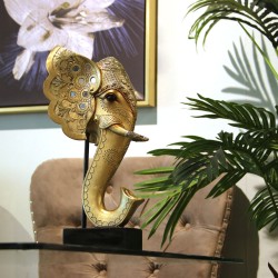 Bust Alexandra House Living Golden Plastic Elephant 13 x 20 x 36 cm