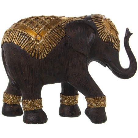 Decorative Figure Alexandra House Living Black Golden Plastic Elephant 9 x 18 x 18 cm