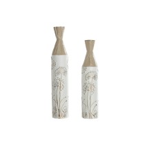 Set von 2 Vasen Home ESPRIT Beige Hellbraun Metall 13,5 x 13,5 x 71 cm (2 Stücke)